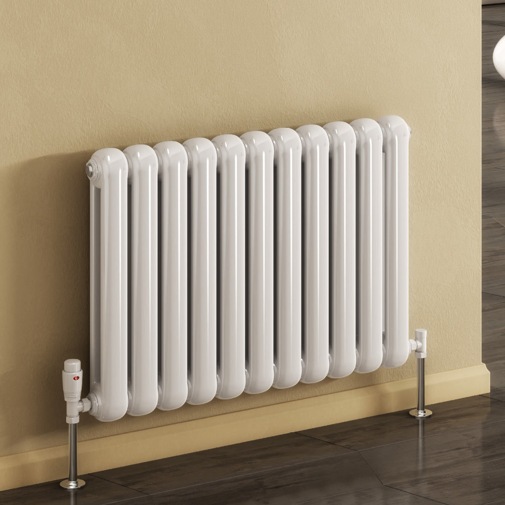 Coneva Horizontal Column Radiator - 550mm Tall - White - Various Sizes