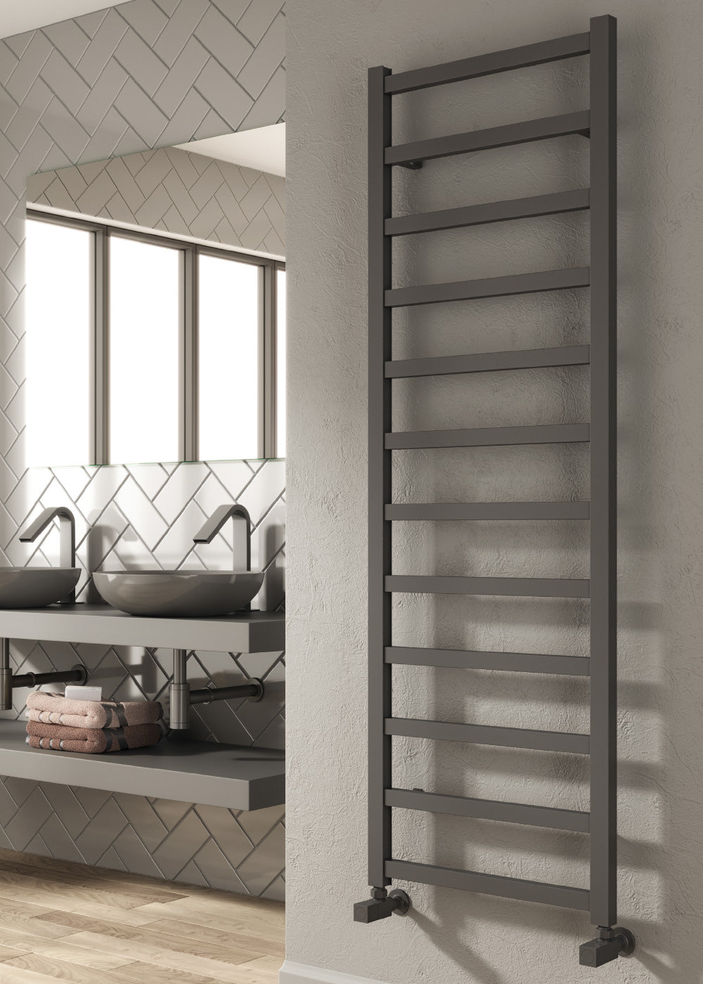 Fano Aluminium Heated Towel Rail - Various Sizes - Anthracite