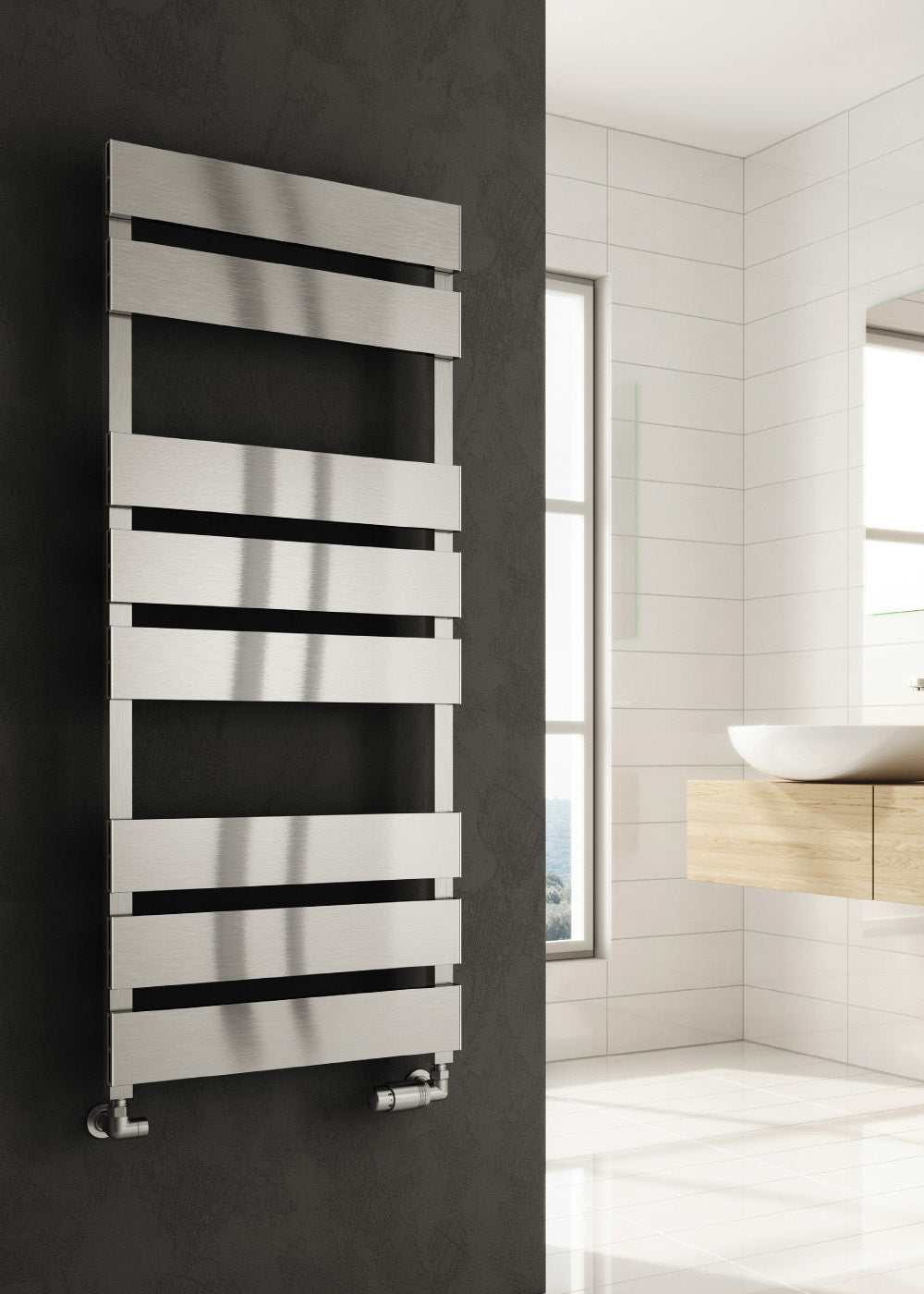 Fermo Dual Fuel Aluminium Heated Towel Rail - Brushed Satin - Various Sizes