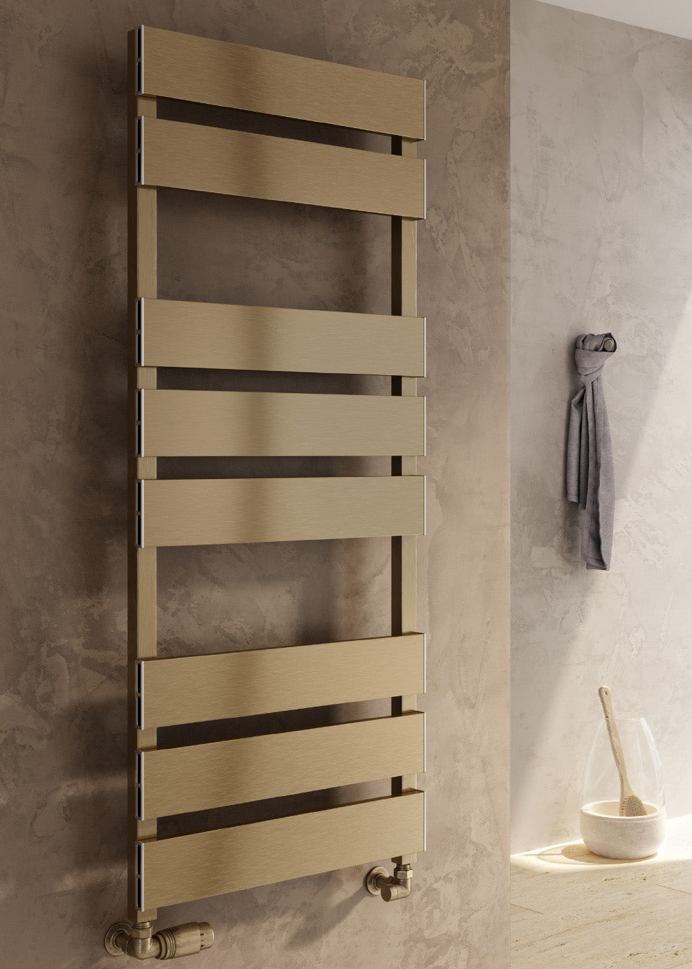 Fermo Dual Fuel Aluminium Heated Towel Rail - Bronze Satin - Various Sizes