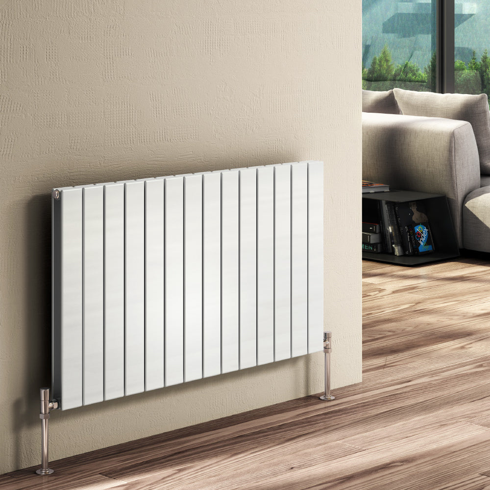 Flat Horizontal Double Radiator - 600mm Tall - White - Various Sizes