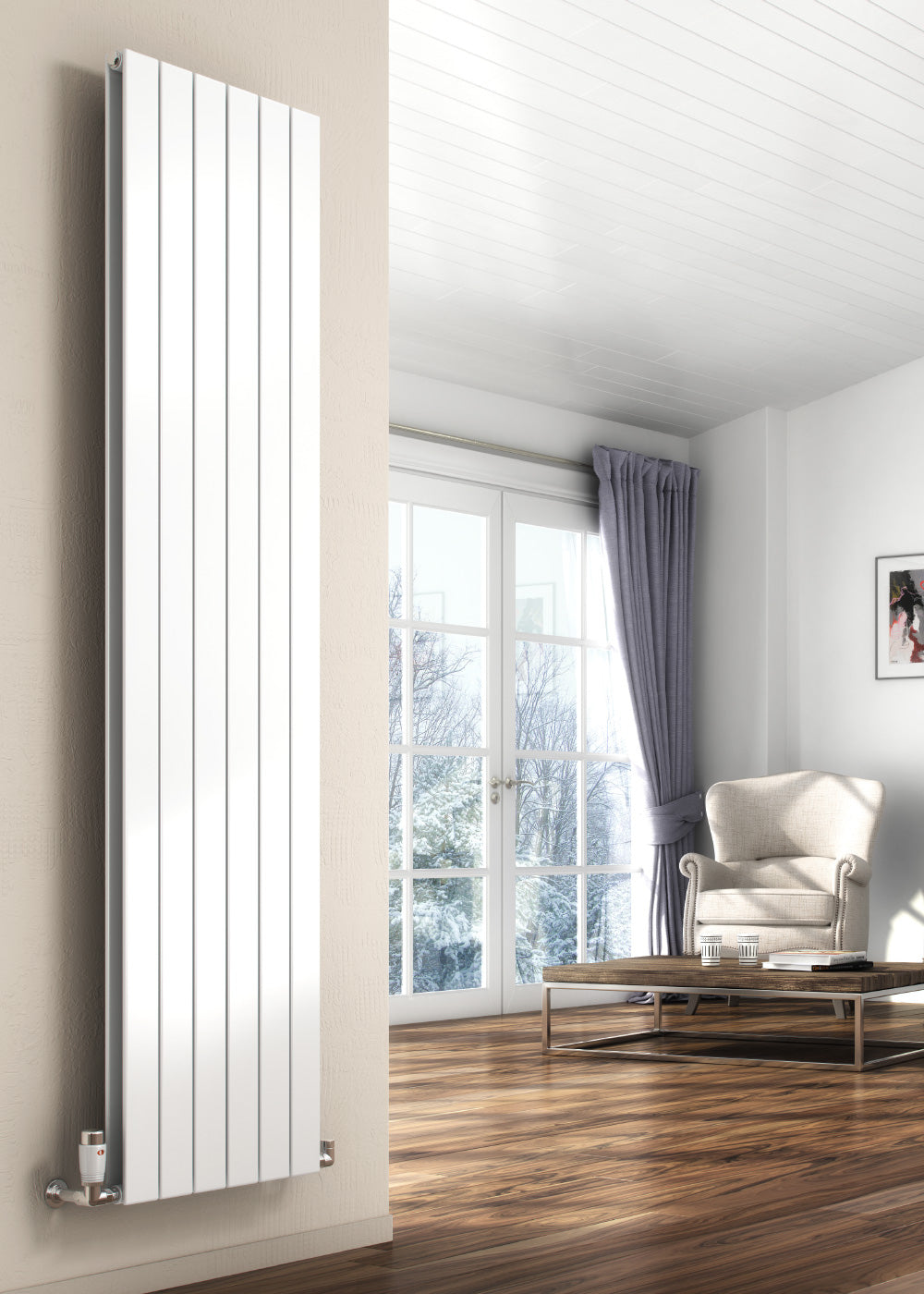 Flat Vertical Double Radiator - Various Sizes - White