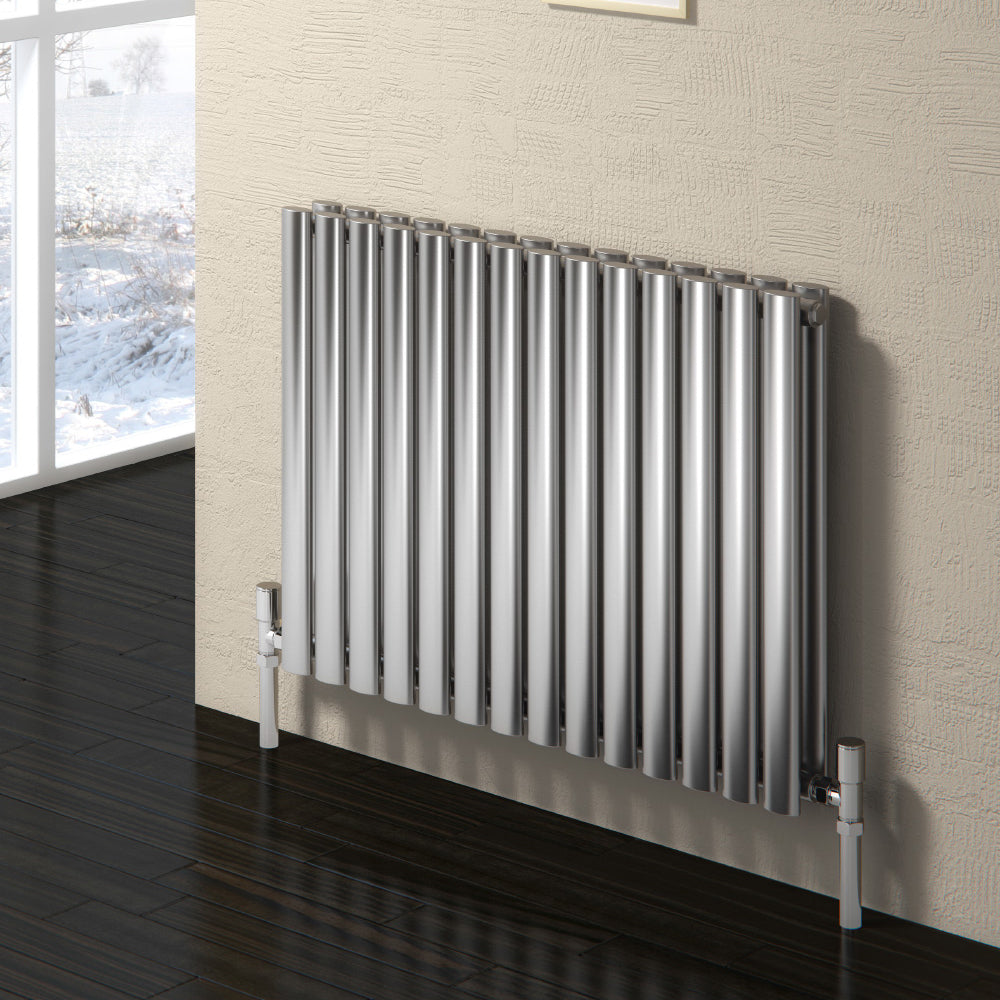 Nerox Horizontal Double Radiator - 600mm Tall - Satin Finish - Various Sizes