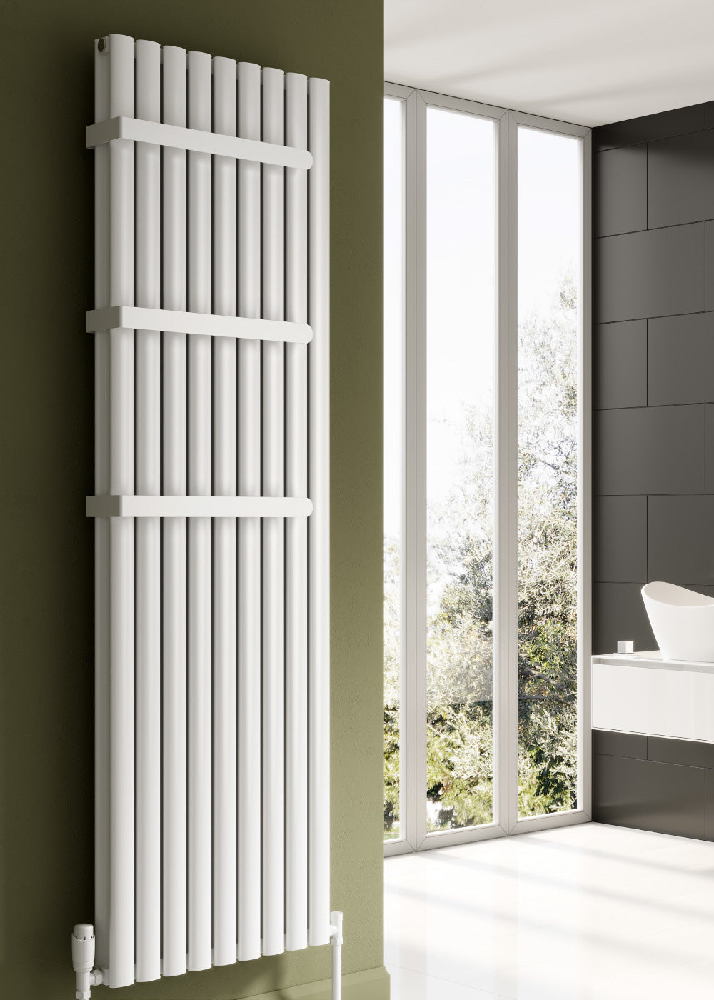 Neval Vertical Double Aluminium Radiator - 1800mm Tall - White - Various Sizes