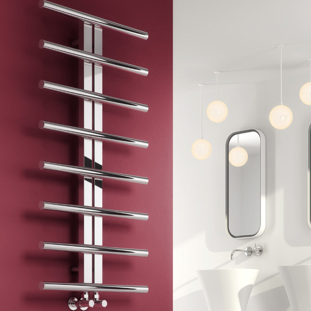 Pizzo Stainless Steel Heated Towel Rail - 1000mm x 600mm - Polished Stainless Steel