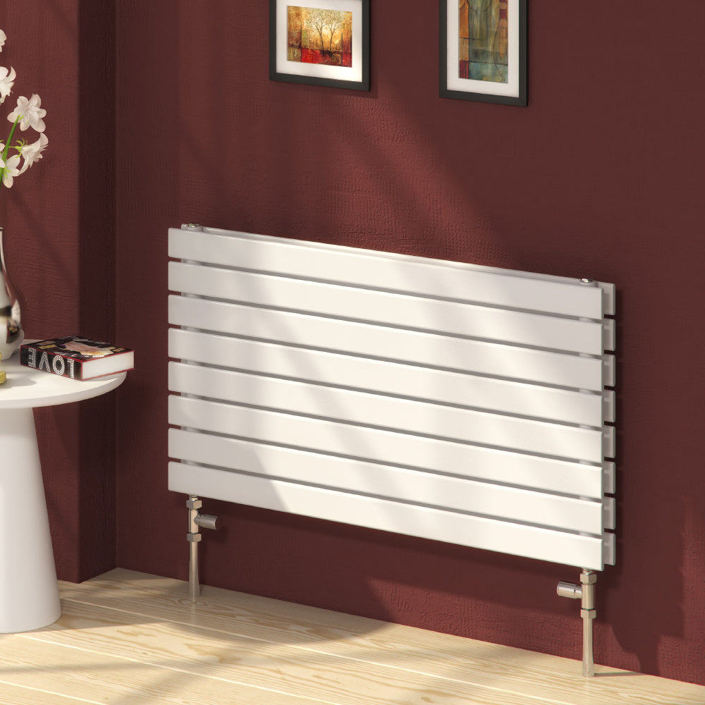 Rione Horizontal Double Designer Radiator - 544mm Tall - White - Various Sizes