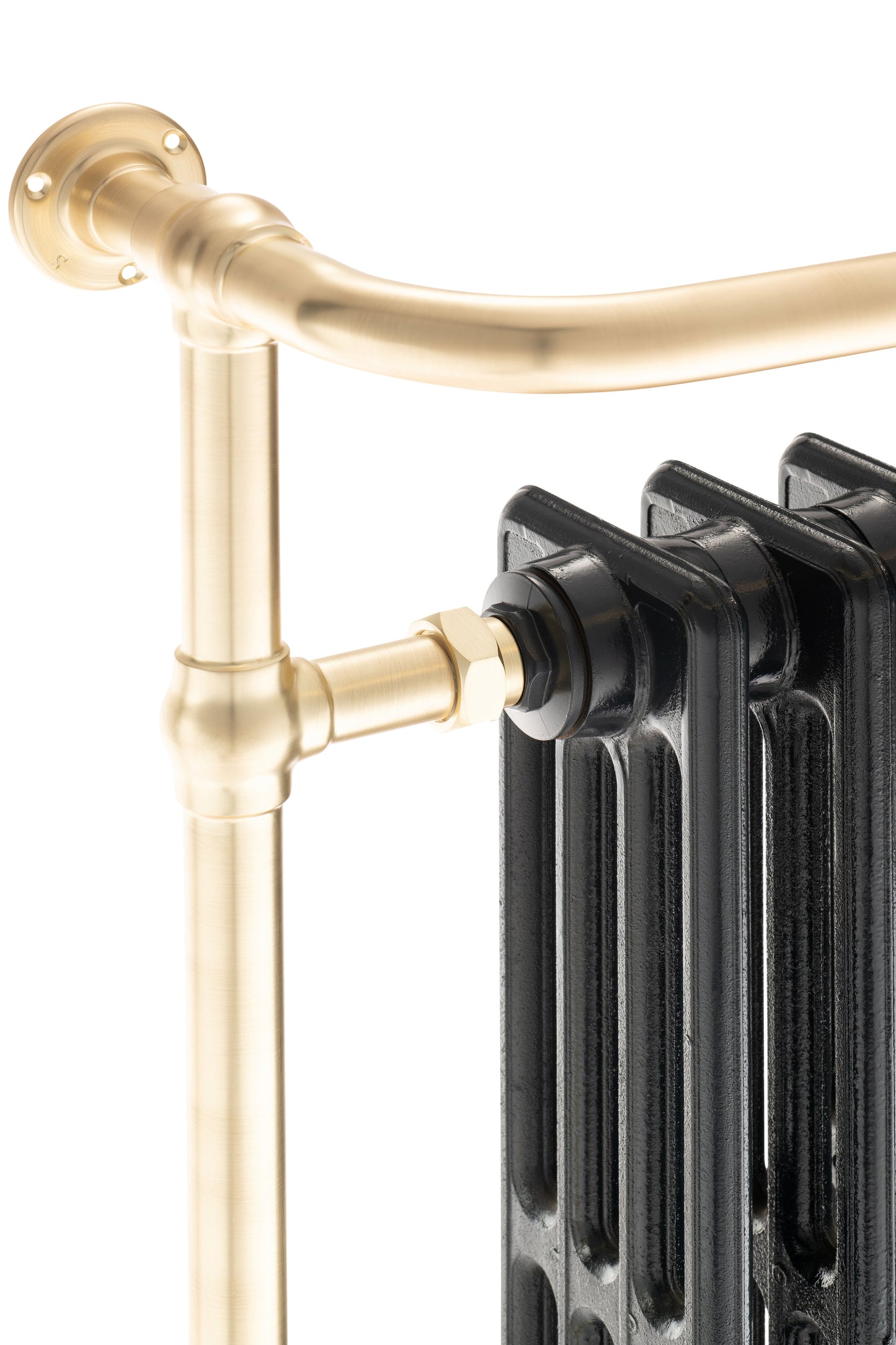 Neo-Classic Cast Iron Column Towel Rail - 963 x 673 - Brushed Brass Frame - Various Colours