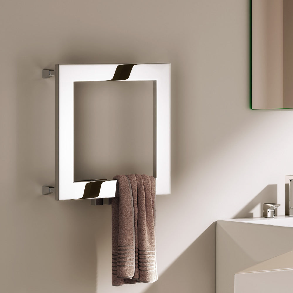 Square Stainless Steel Heated Towel Rail - 450mm x 450mm - Polished Stainless Steel