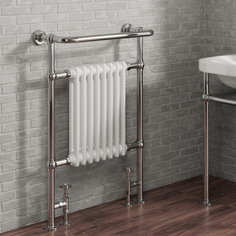 Victoria Traditional Column Towel Rail - 960mm x 675mm - White - Various Sizes