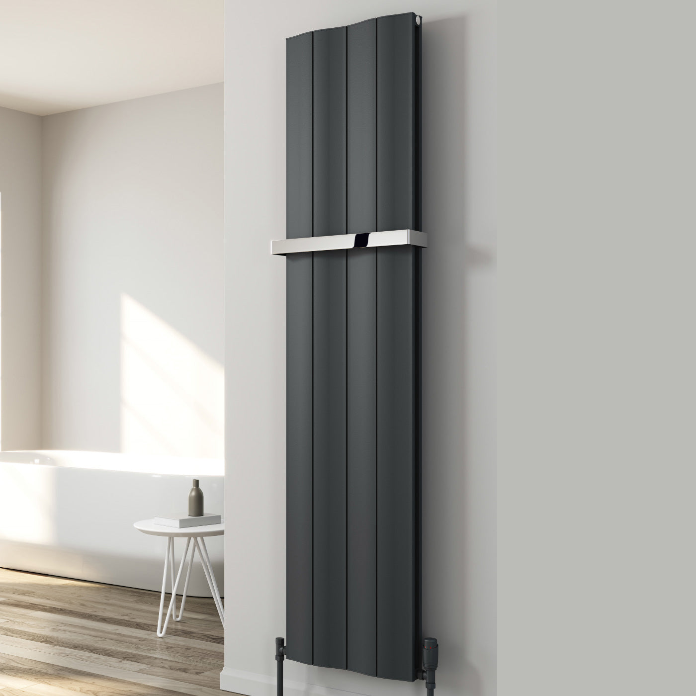 Wave Vertical Single Aluminium Radiator - 1800mm Tall - Anthracite - Various Sizes