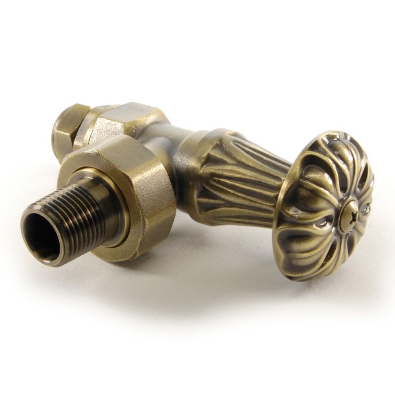 Abbey Manual Radiator Valve Angled - Old English Brass