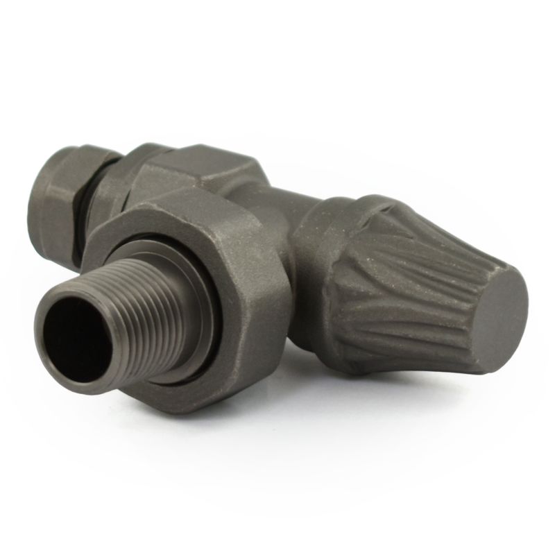 Abbey Lever Manual Radiator Valve Angled - Light Pewter