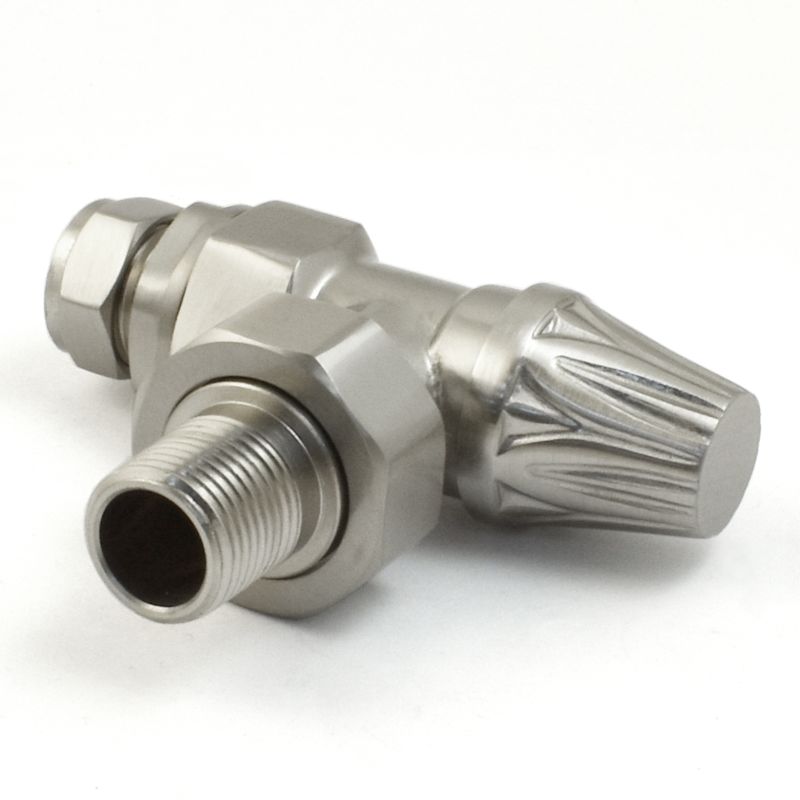 Abbey Manual Radiator Valve Angled - Satin Nickel