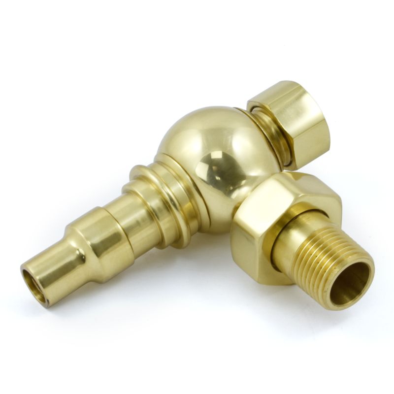 Amberley Thermostatic Radiator Valve Angled - Polished Brass