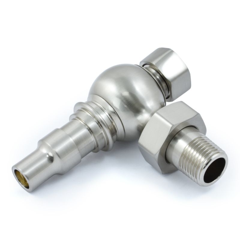 Amberley Thermostatic Radiator Valve Angled - Satin Brushed Nickel