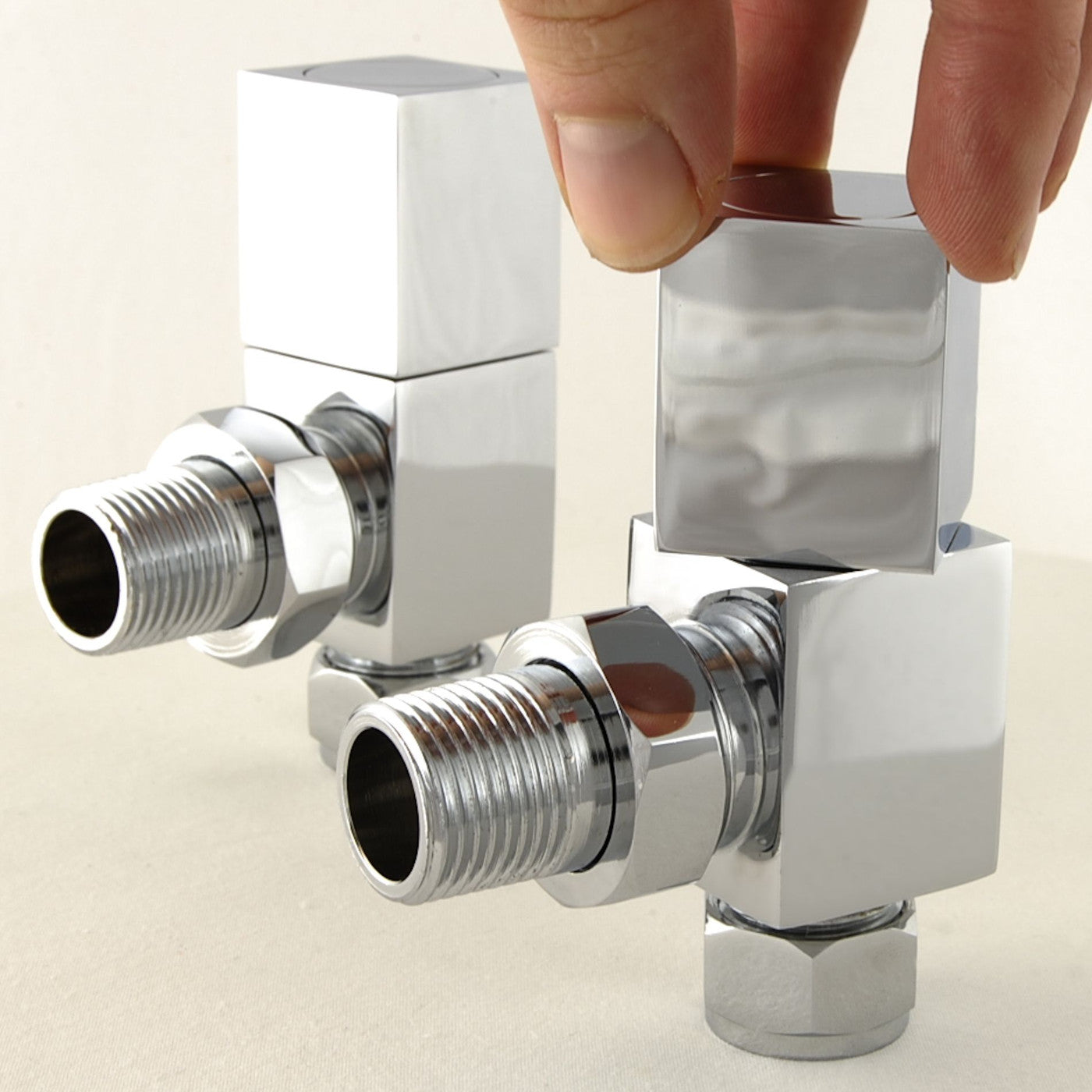 Dice Square Manual Radiator Valve Angled - Chrome
