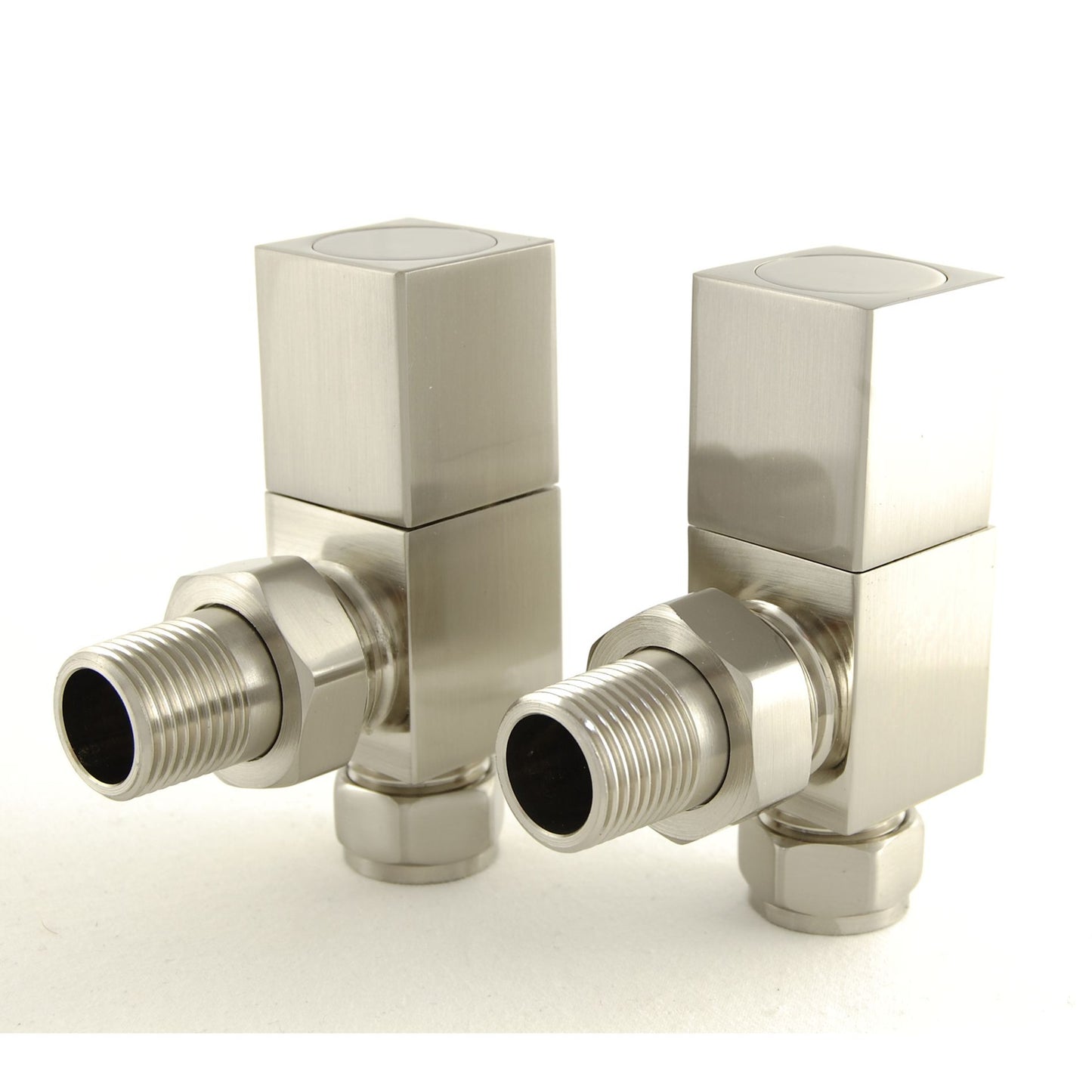 Dice Square Manual Radiator Valve Angled - Satin Brushed Nickel