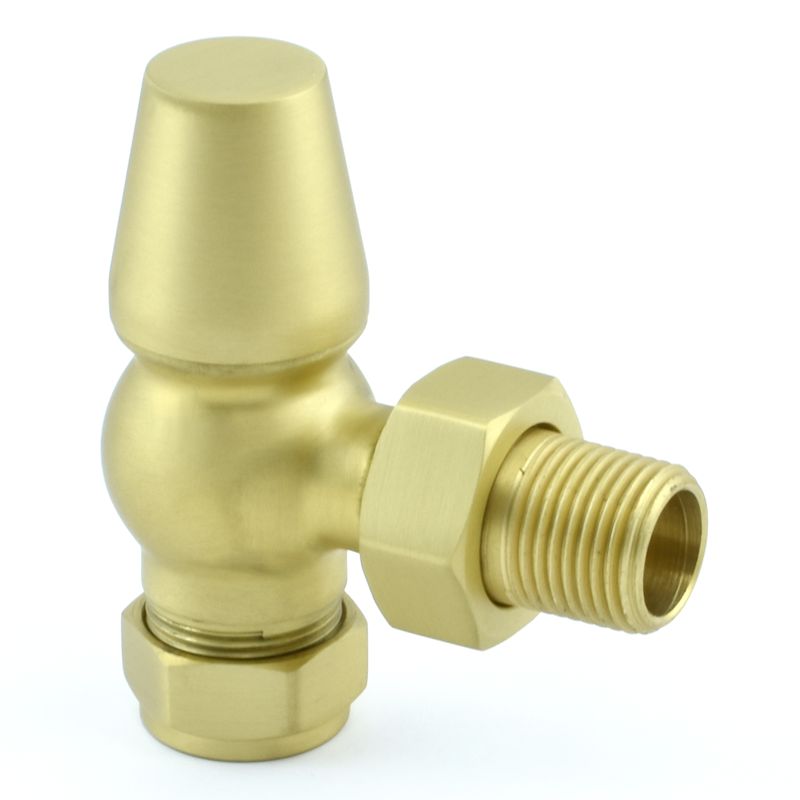 Oakfield Traditional Thermostatic Radiator Valve Angled - Brushed Brass