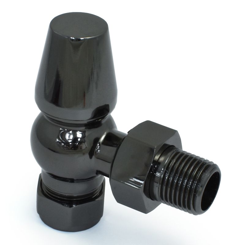 Oakfield Traditional Manual Radiator Valve Angled - Black Nickel