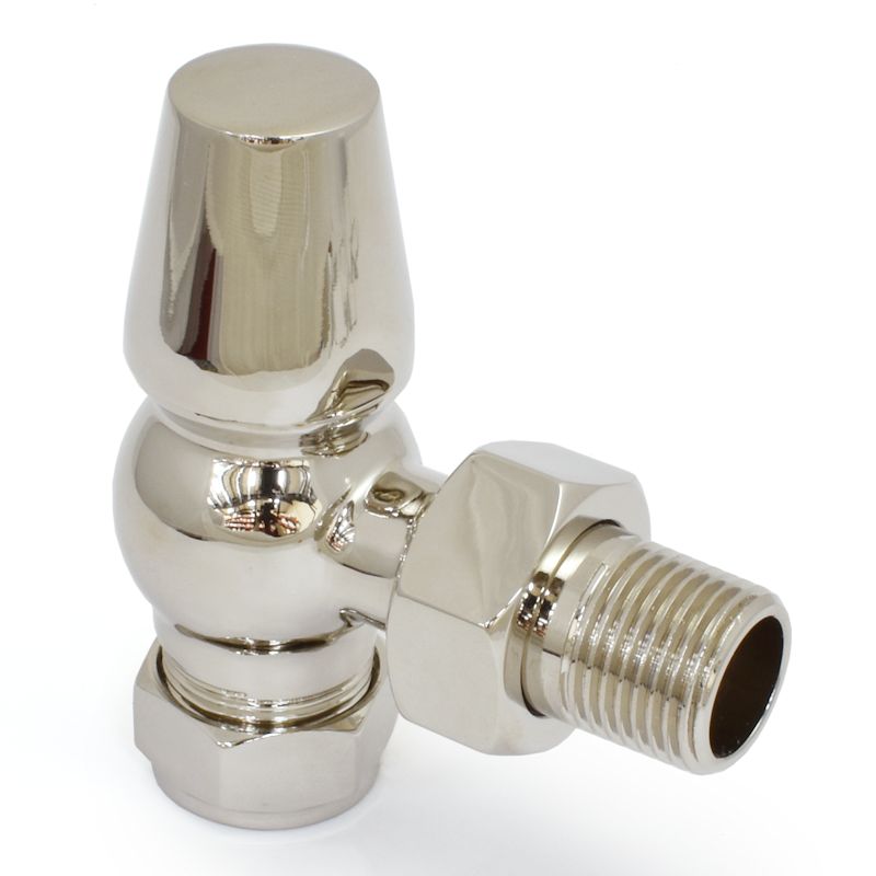 Oakfield Traditional Manual Radiator Valve Angled - Satin Brushed Nickel