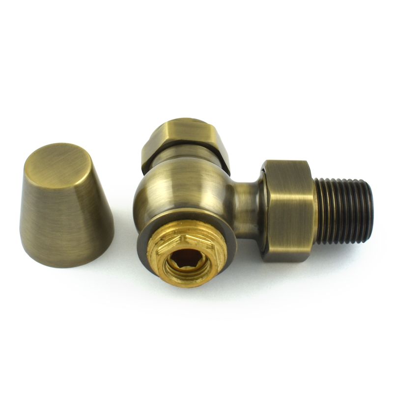 Oakfield Traditional Thermostatic Radiator Valve Angled - Antique Brass
