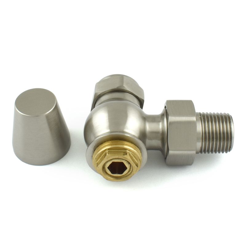 Oakfield Traditional Thermostatic Radiator Valve Angled - Satin Brushed Nickel