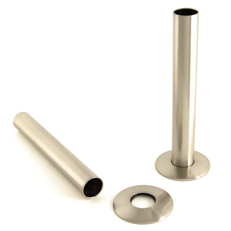 Radiator Pipe Cover Kit 130mm - Satin Brushed Nickel