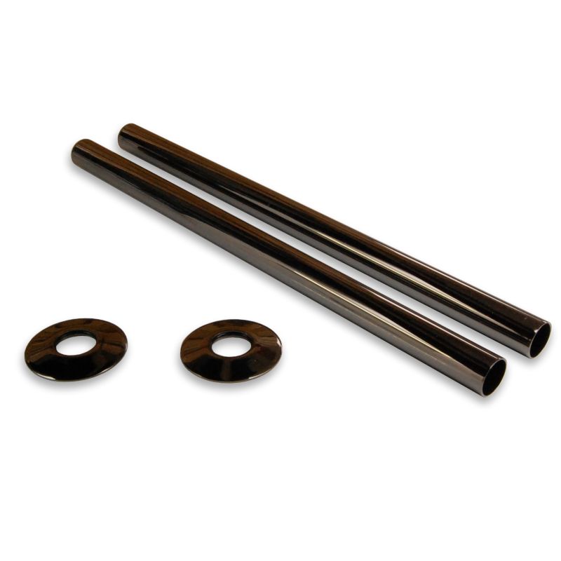 Radiator Pipe Cover Kit 300mm - Black Nickel