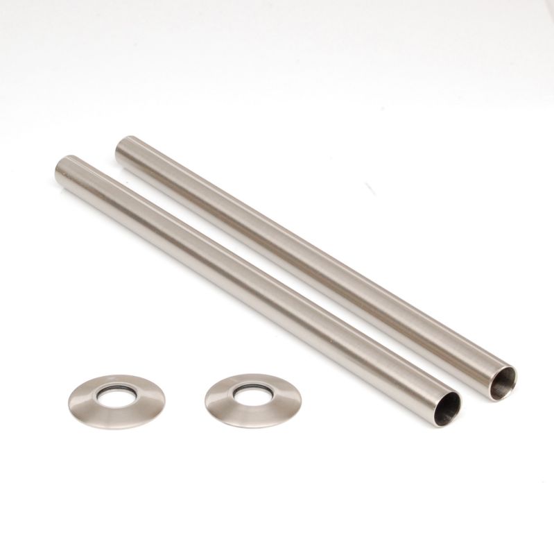 Radiator Pipe Cover Kit 300mm - Satin Brushed Nickel