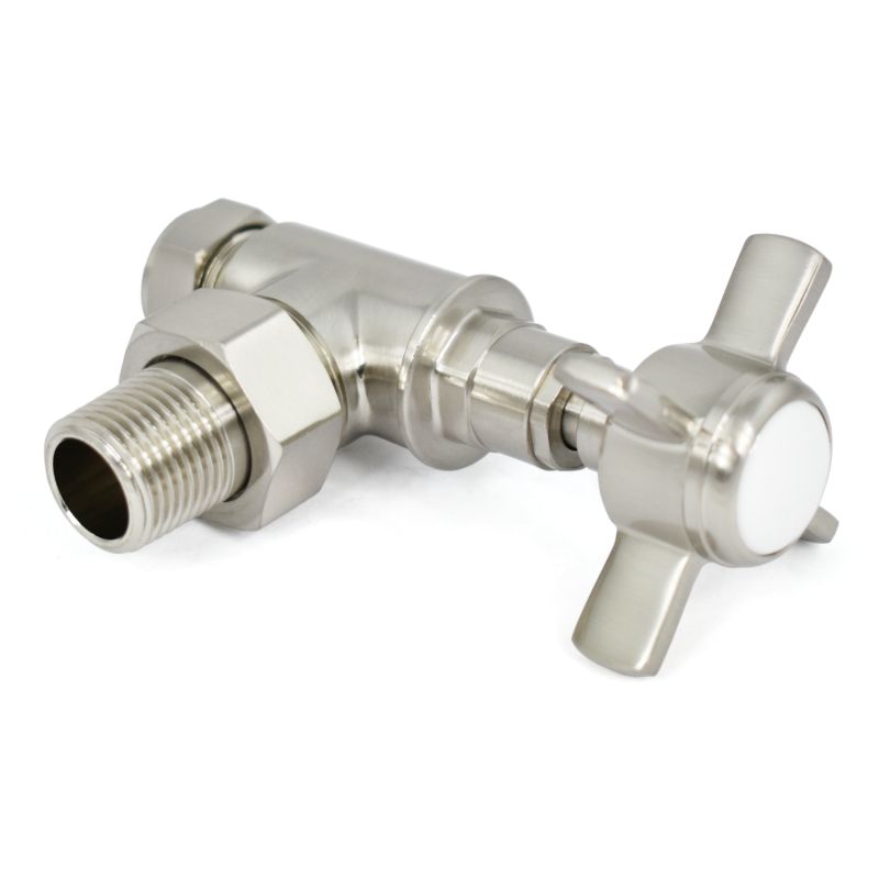 Cambridge Crosshead Manual Radiator Valve Angled - Satin Brushed Nickel