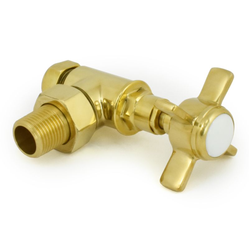 Cambridge Crosshead Manual Radiator Valve Angled - Unlacquered Brass