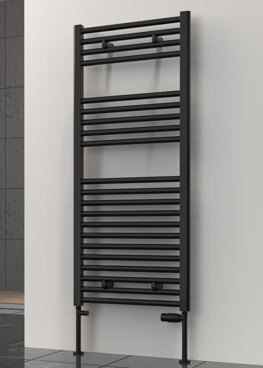 Diva Dual Fuel Heated Towel Rail -Various Sizes - Black