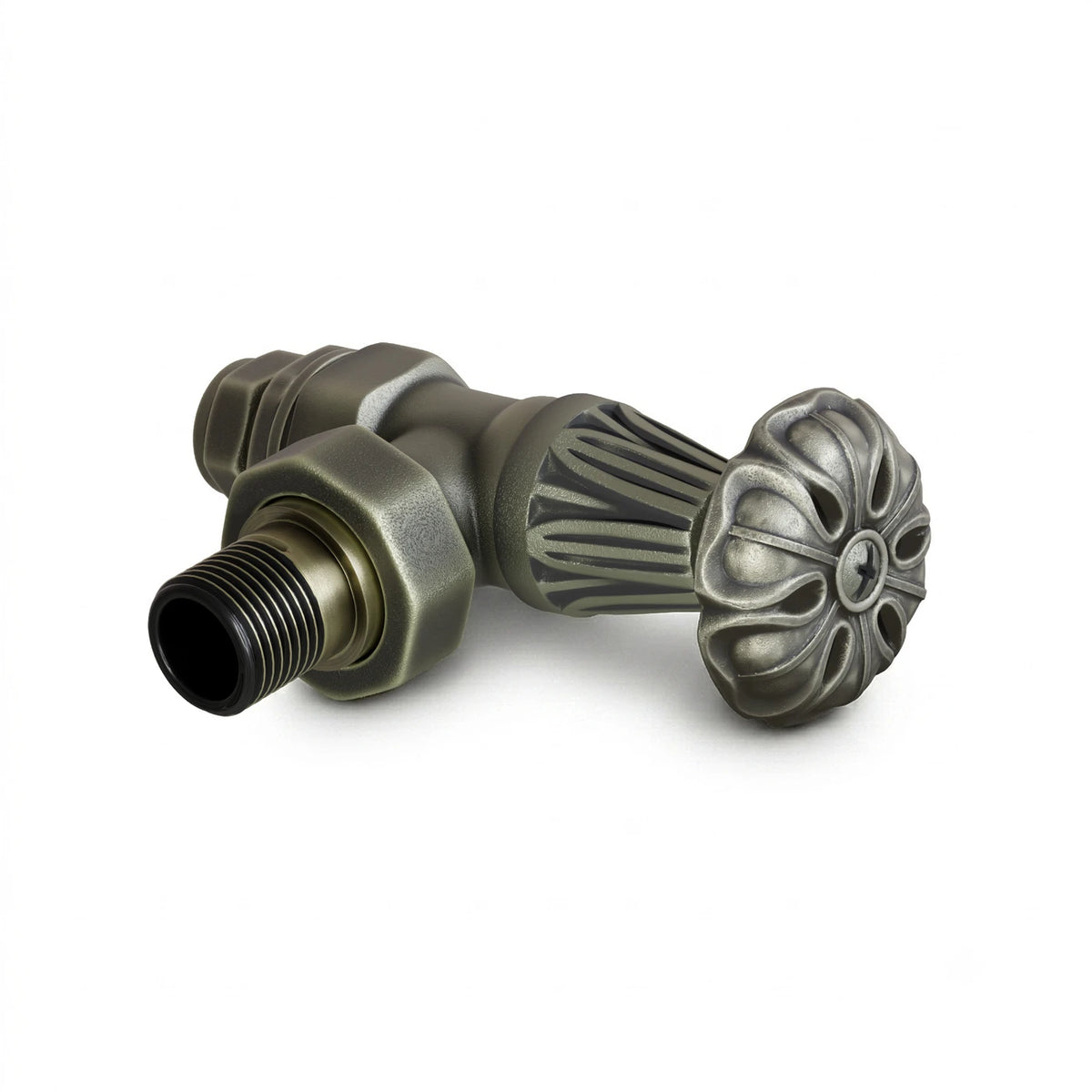 Abbey Manual Radiator Valve Angled - Old English Brass