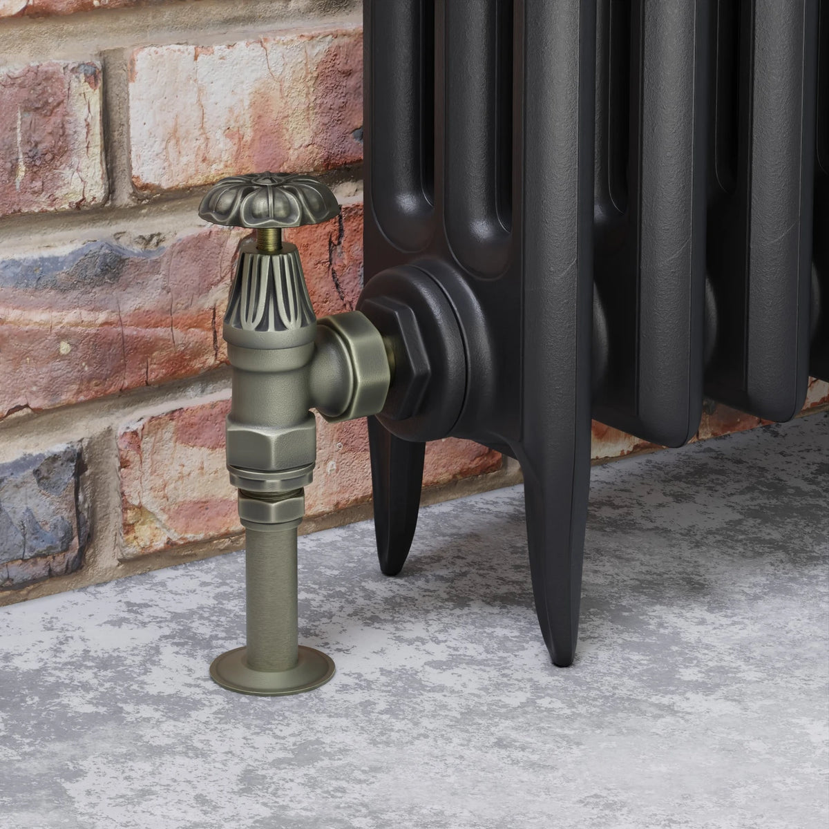 Abbey Manual Radiator Valve Angled - Old English Brass