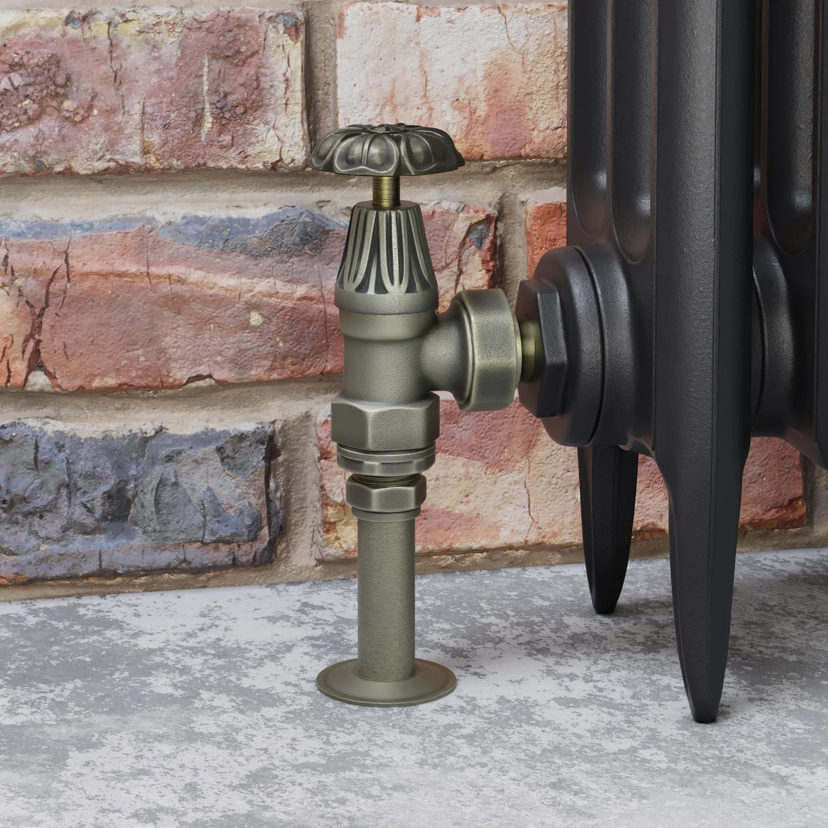 Abbey Manual Radiator Valve Angled - Old English Brass