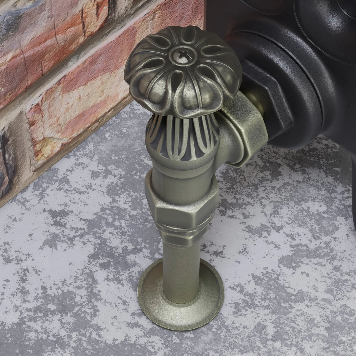 Abbey Manual Radiator Valve Angled - Old English Brass
