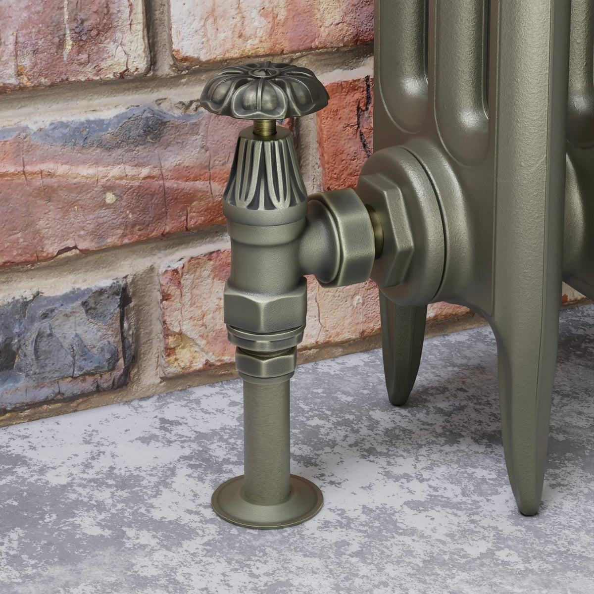 Abbey Manual Radiator Valve Angled - Old English Brass