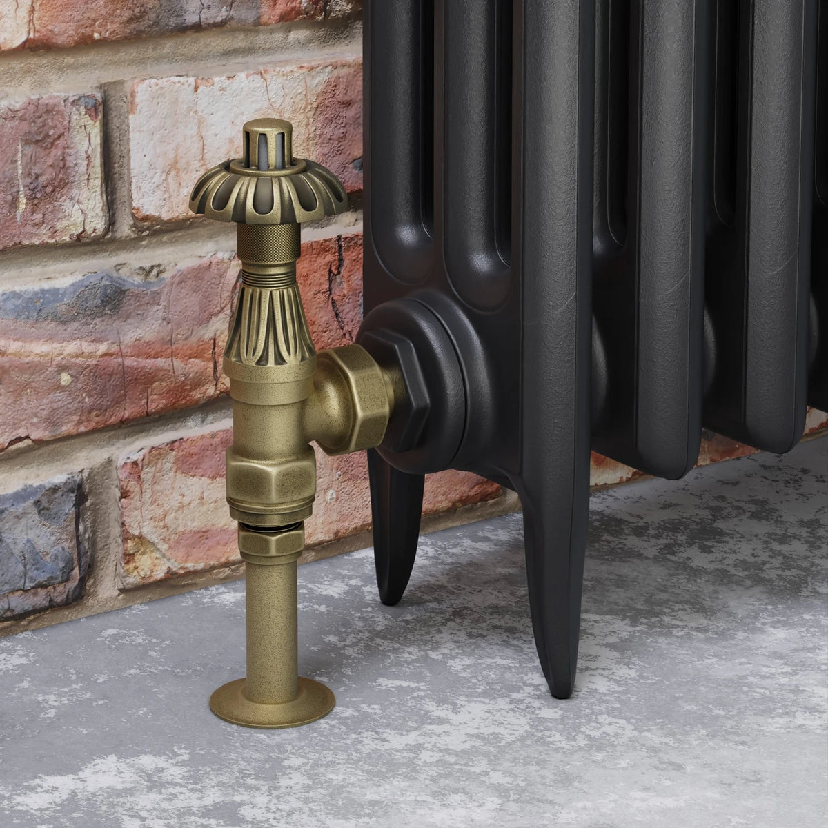 Abbey Thermostatic Radiator Valve Angled - Old English Brass