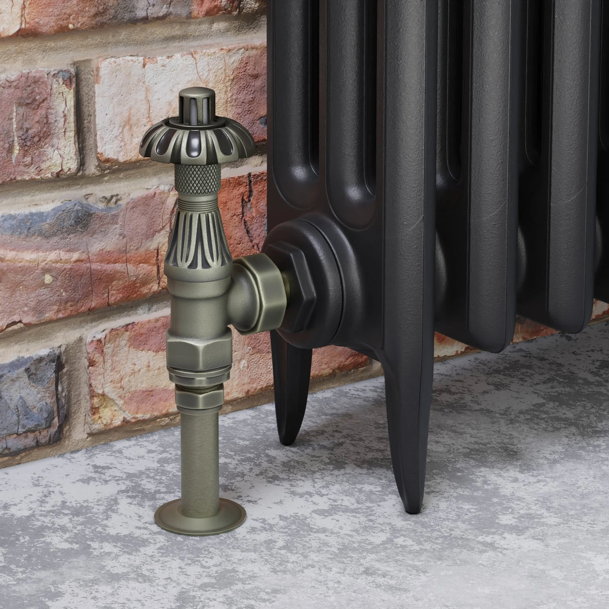 Abbey Thermostatic Radiator Valve Angled - Old English Brass