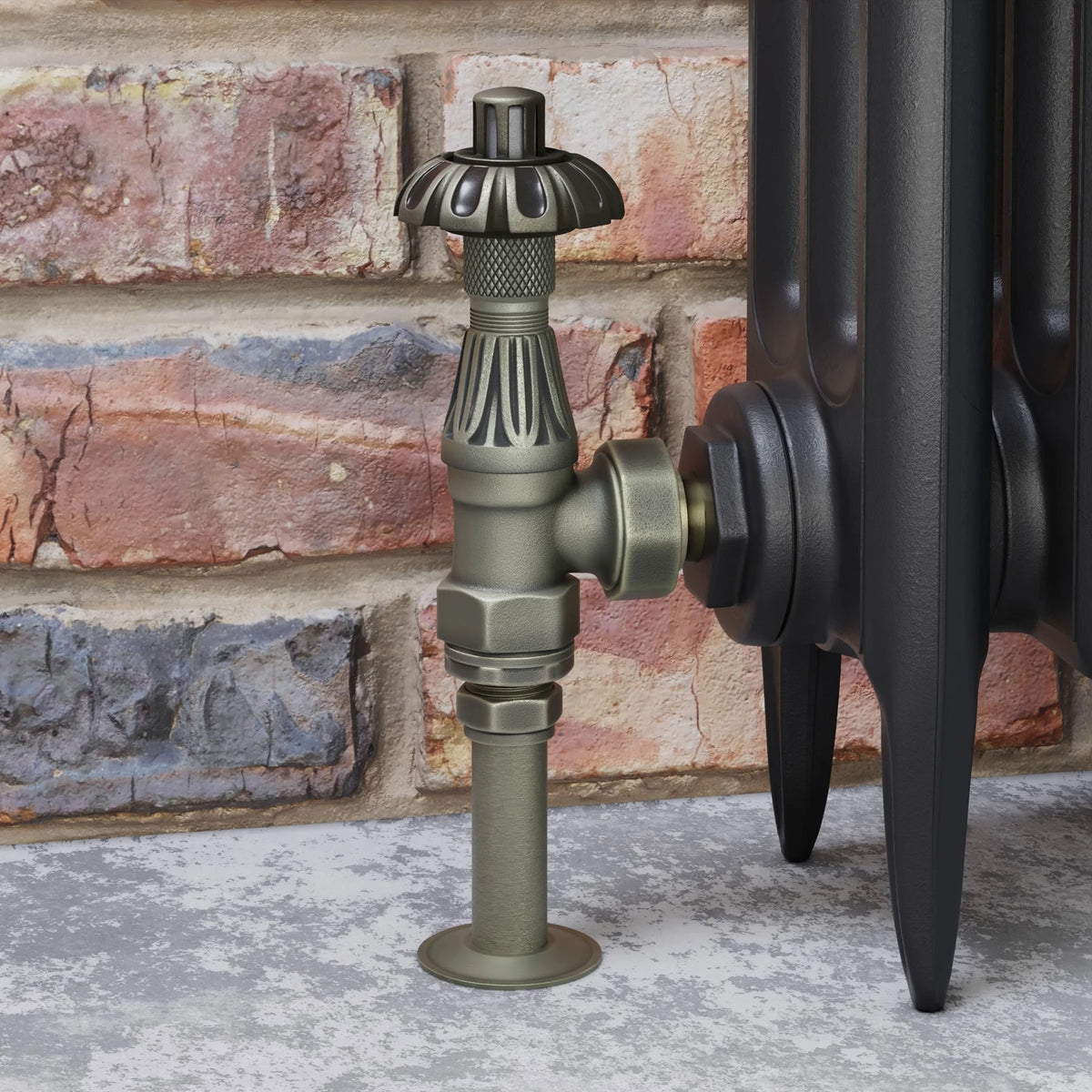 Abbey Thermostatic Radiator Valve Angled - Old English Brass