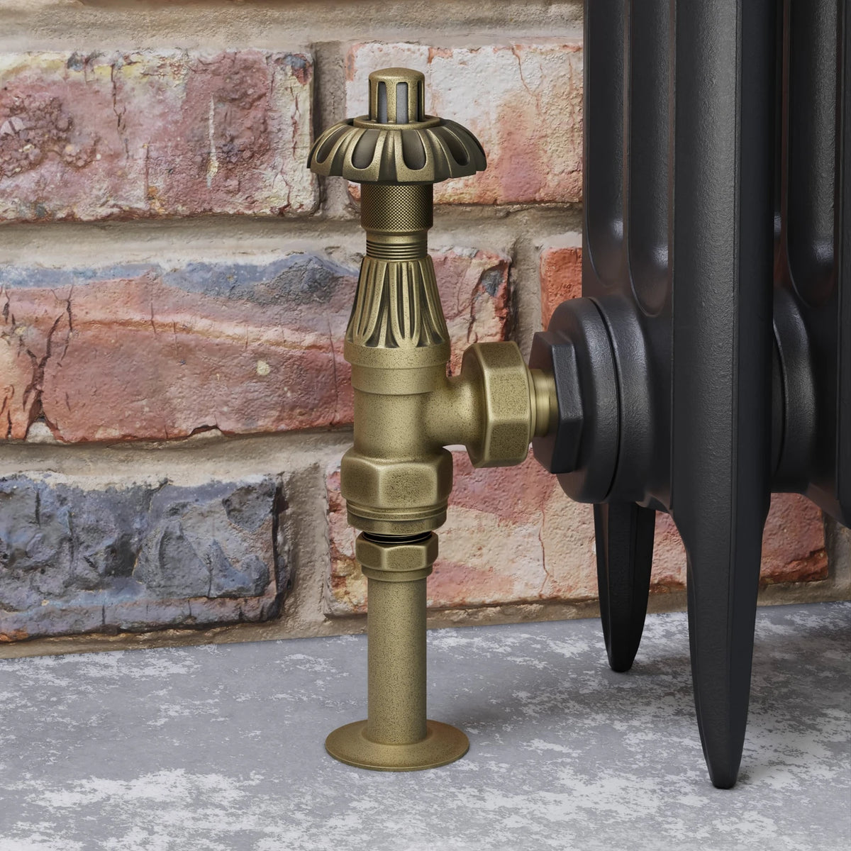 Abbey Thermostatic Radiator Valve Angled - Old English Brass