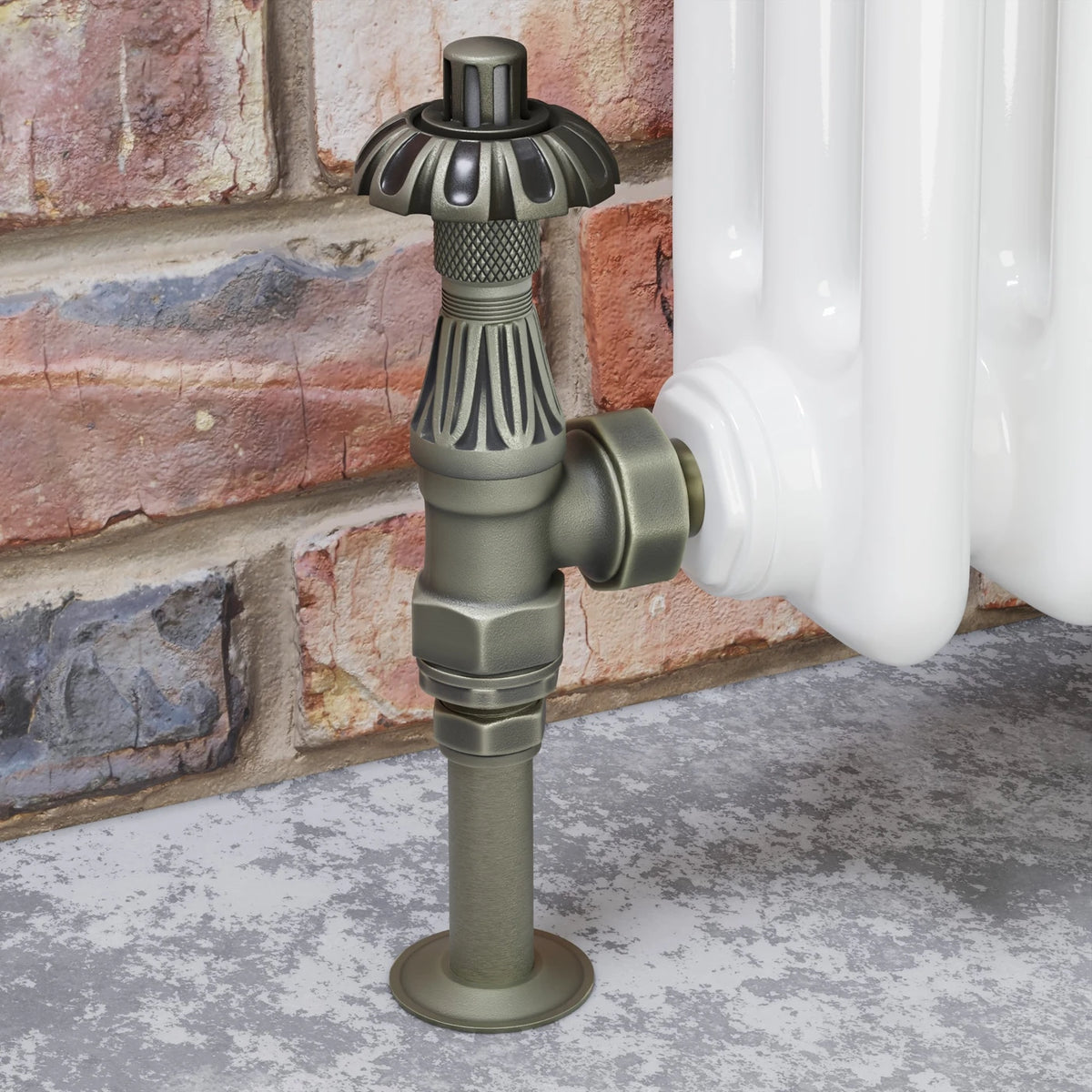 Abbey Thermostatic Radiator Valve Angled - Old English Brass