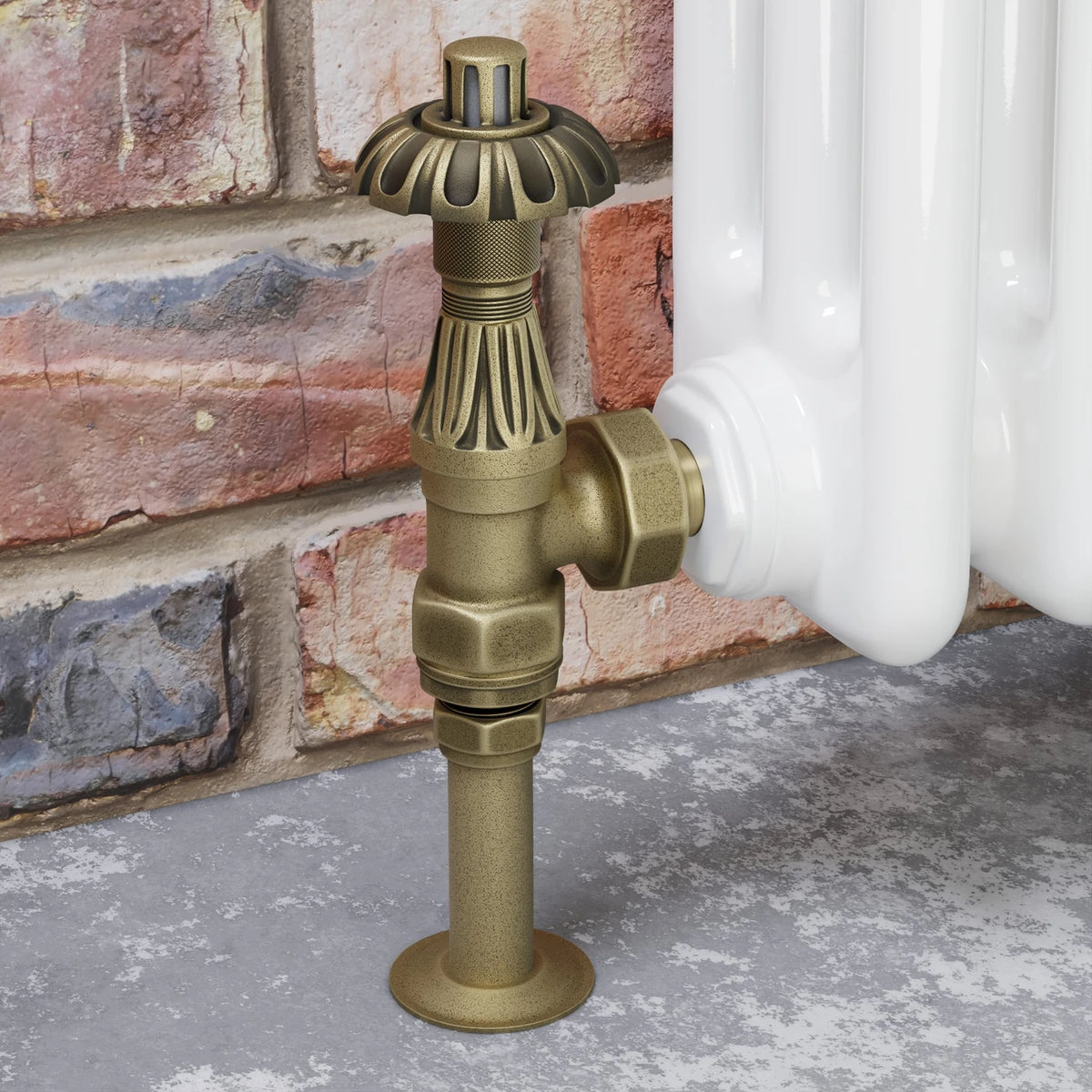 Abbey Thermostatic Radiator Valve Angled - Old English Brass