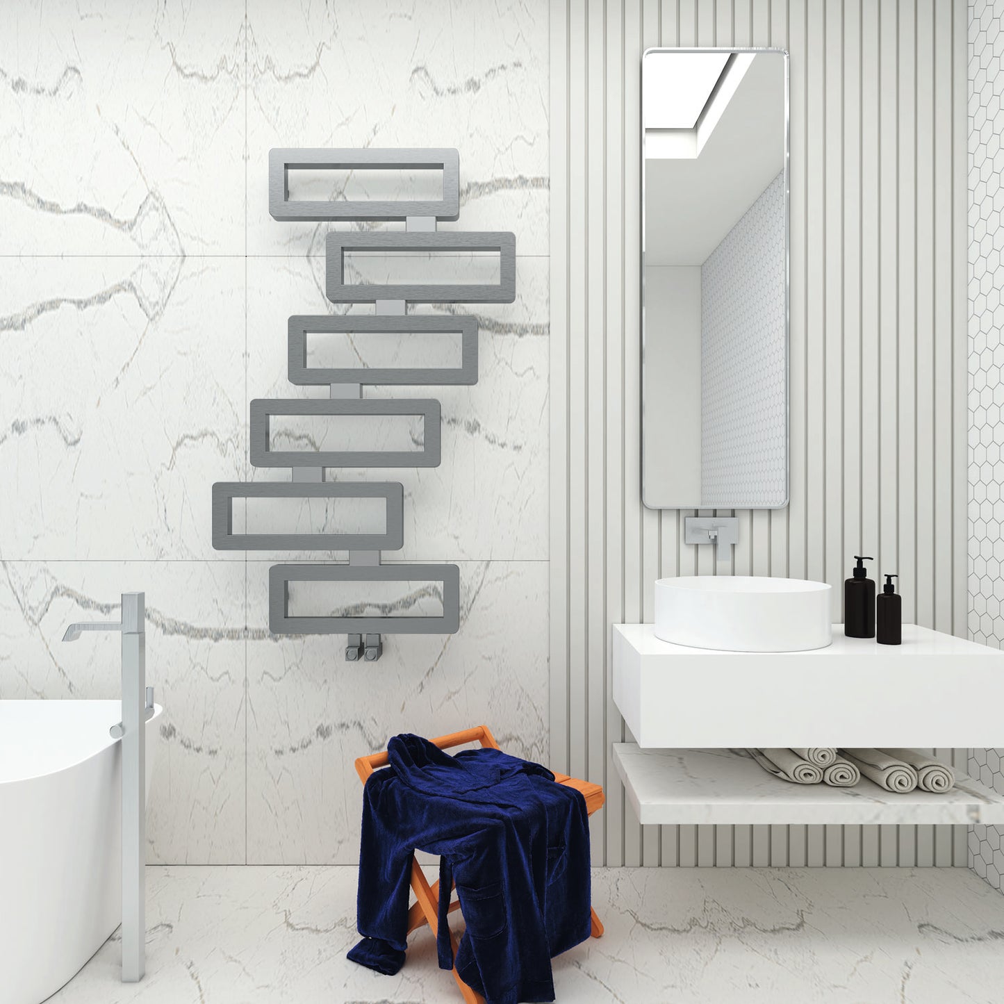 Domino Stainless Steel Heated Towel Rail - 1280mm x 800mm - Various Colours