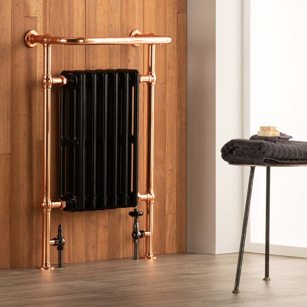 Neo-Classic Cast Iron Column Towel Rail - 963 x 673 - Copper Frame - Various Colours