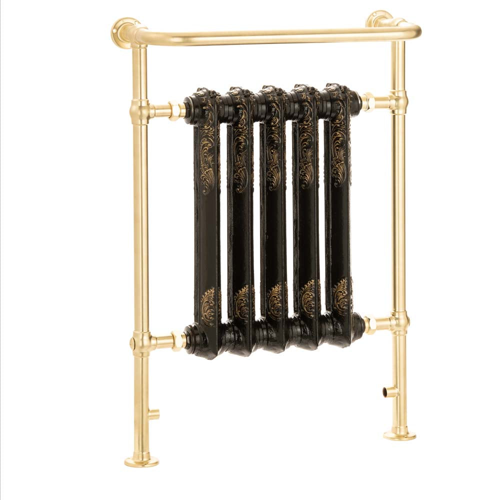 Rococo Cast Iron Decorative Towel Rail - 963 x 673 - Brushed Brass Frame - Various Colours
