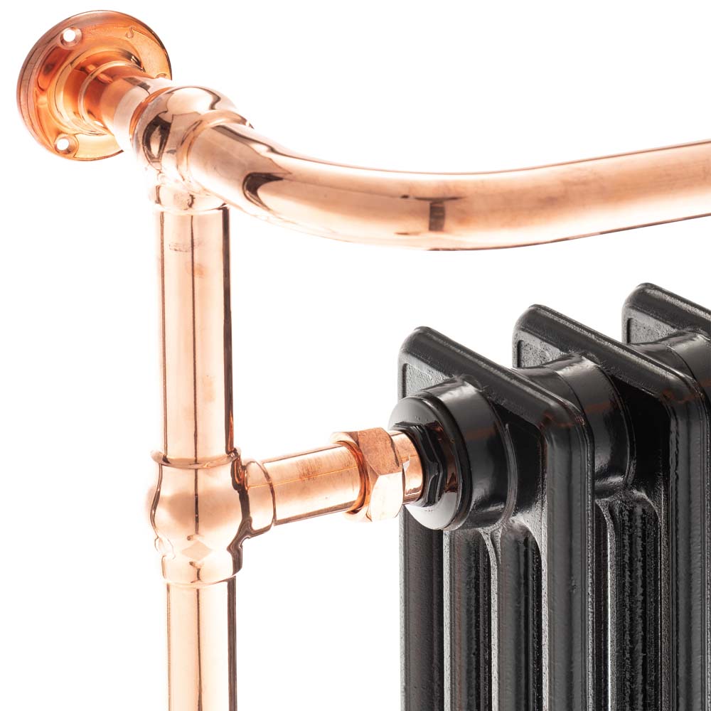 Neo-Classic Cast Iron Column Towel Rail - 963 x 673 - Copper Frame - Various Colours