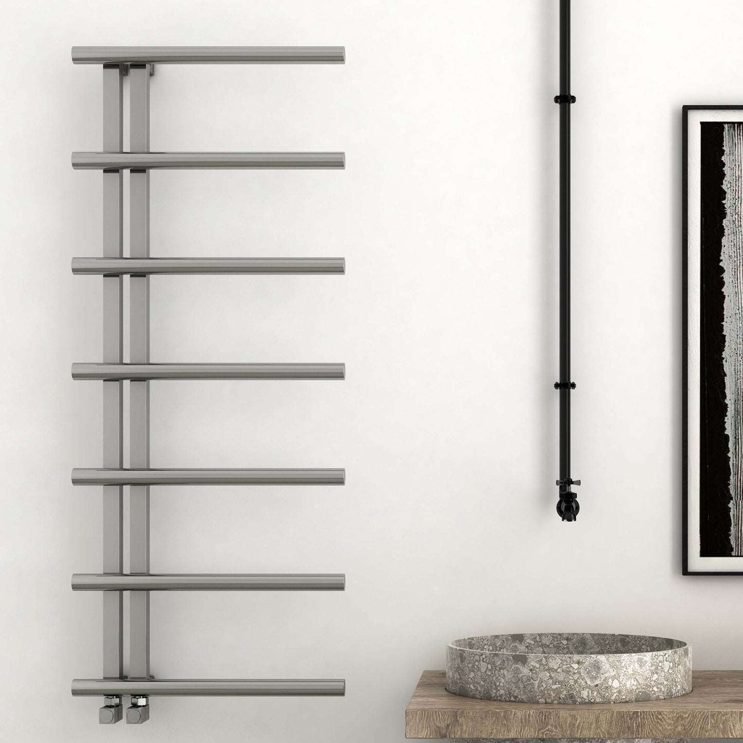 Elegans Stainless Steel Heated Towel Rail - Various Colours + Sizes