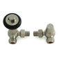 Oakfield Traditional Thermostatic Radiator Valve Corner - Satin Brushed Nickel