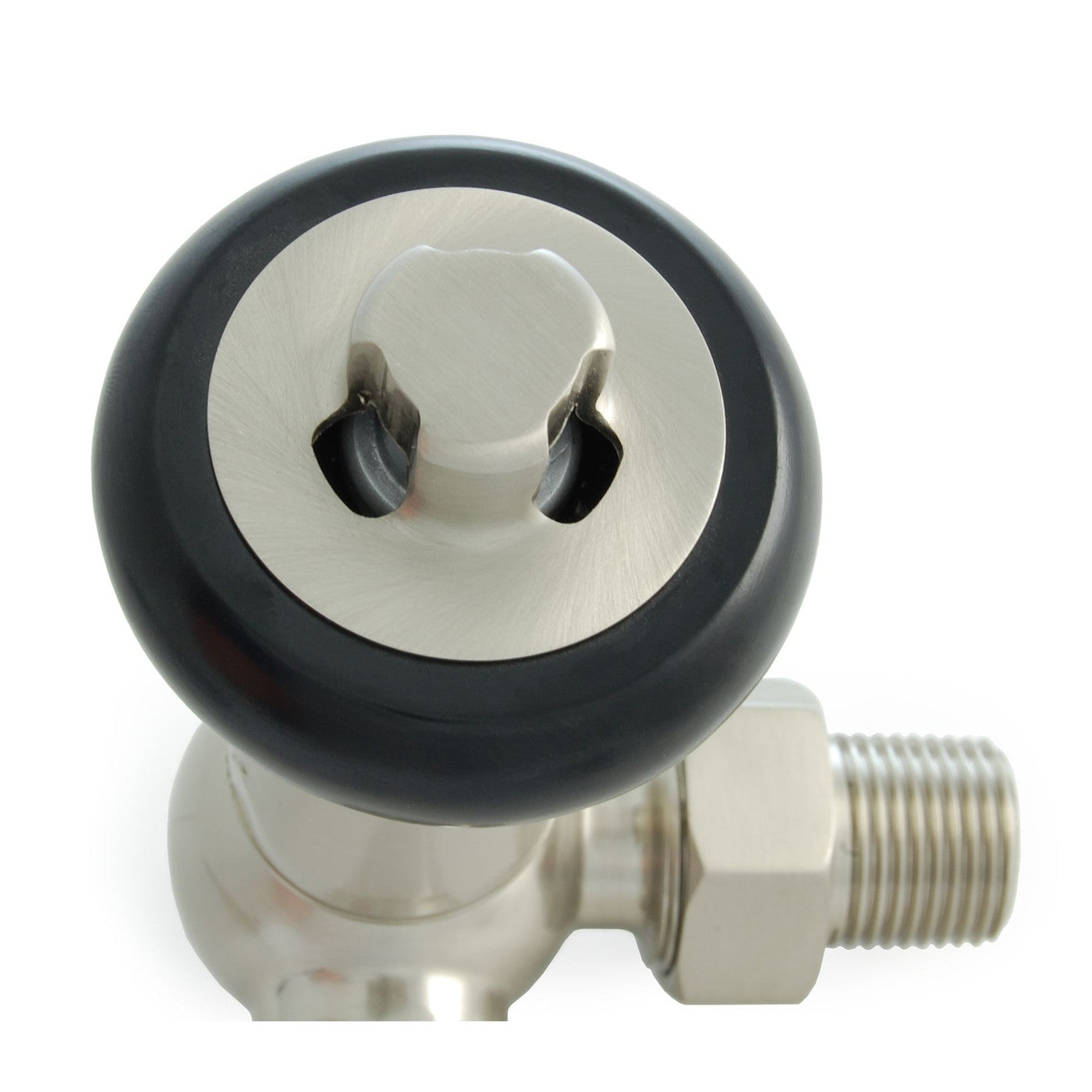 Oakfield Traditional Thermostatic Radiator Valve Corner - Satin Brushed Nickel